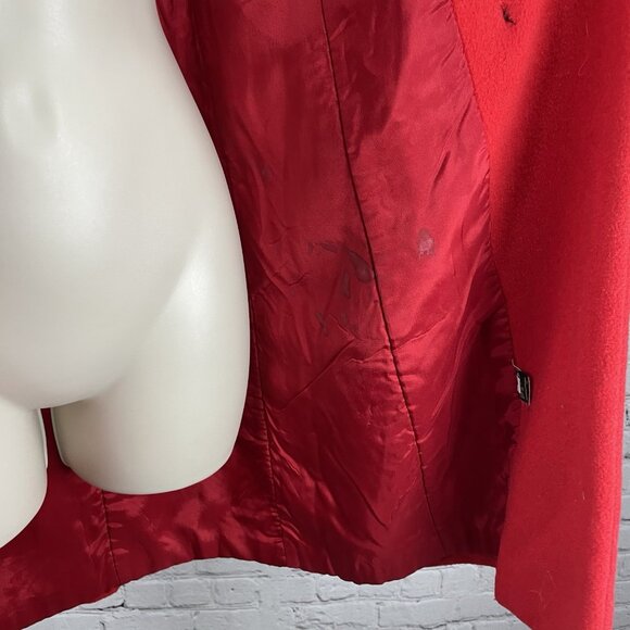 VTG Rothschild Red Wool Buttoned Collared Lined Peacoat USA Made Girls Size 7 - Picture 11 of 15